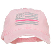 Thin Pink Line Silver USA Flag Embroidered Washed Buckle Cap