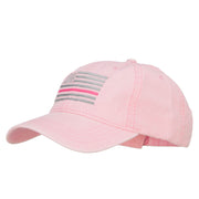 Thin Pink Line Silver USA Flag Embroidered Washed Buckle Cap