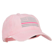 Thin Pink Line Silver USA Flag Embroidered Washed Buckle Cap