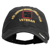 U.S. Army 81st Armored Brigade Combat Team Embroidered Washed Solid Pigment Dyed Cotton Twill Brass Buckle Cap - Black OSFM
