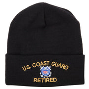 US Coast Guard Retired Logo Embroidered 12 Inch Long Knitted Beanie