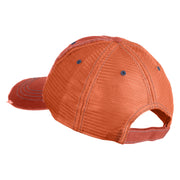 Biohazard Drip Embroidered Low Profile Special Cotton Mesh Cap - Orange OSFM