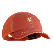 Biohazard Drip Embroidered Low Profile Special Cotton Mesh Cap - Orange OSFM