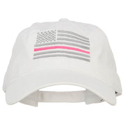 Thin Pink Line Silver USA Flag Embroidered Washed Buckle Cap