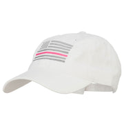 Thin Pink Line Silver USA Flag Embroidered Washed Buckle Cap