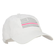 Thin Pink Line Silver USA Flag Embroidered Washed Buckle Cap