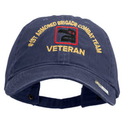 U.S. Army 81st Armored Brigade Combat Team Embroidered Washed Solid Pigment Dyed Cotton Twill Brass Buckle Cap - Navy OSFM