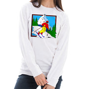 Retro Skier Graphic Design Unisex Ring Spun Cotton Premium Long Sleeve T-shirt