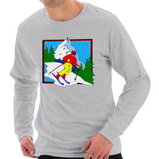 Retro Skier Graphic Design Unisex Ring Spun Cotton Premium Long Sleeve T-shirt