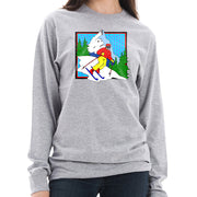 Retro Skier Graphic Design Unisex Ring Spun Cotton Premium Long Sleeve T-shirt