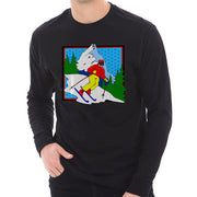 Retro Skier Graphic Design Unisex Ring Spun Cotton Premium Long Sleeve T-shirt