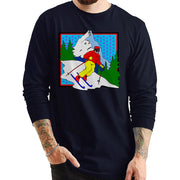 Retro Skier Graphic Design Unisex Ring Spun Cotton Premium Long Sleeve T-shirt