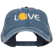 Love with Tennis Ball Embroidered Washed Cotton Cap