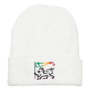 Rasta Lion Flag Embroidered Long Beanie