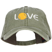 Love with Tennis Ball Embroidered Washed Cotton Cap