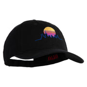 Neon City Skyline Embroidered 6 Panel Washed Low Profile Dad Hat - Black OSFM