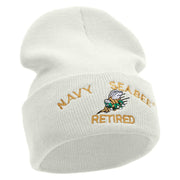 Licensed US Navy Seabee Retired Military Embroidered Long Beanie Made in USA