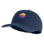 Neon City Skyline Embroidered 6 Panel Washed Low Profile Dad Hat - Navy OSFM