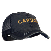 Captain Embroidered Low Profile Mesh Cap