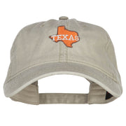 Texas State Map Embroidered Washed Cap