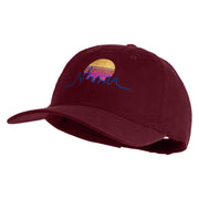 Neon City Skyline Embroidered 6 Panel Washed Low Profile Dad Hat - Maroon OSFM