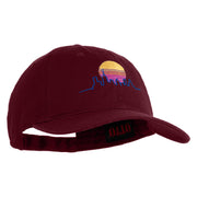 Neon City Skyline Embroidered 6 Panel Washed Low Profile Dad Hat - Maroon OSFM