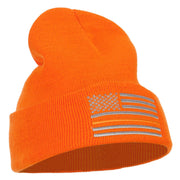 Thin Orange Line USA Flag Embroidered Long Beanie