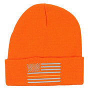 Thin Orange Line USA Flag Embroidered Long Beanie