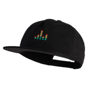 Sound Equalizer Embroidered 5 Panel Cotton High Profile Flat Bill Unstructured Cap - Black OSFM