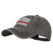 Thin Red Line Silver USA Flag Embroidered Washed Cap