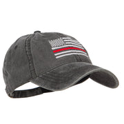 Thin Red Line Silver USA Flag Embroidered Washed Cap