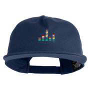 Sound Equalizer Embroidered 5 Panel Cotton High Profile Flat Bill Unstructured Cap - Navy OSFM