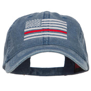 Thin Red Line Silver USA Flag Embroidered Washed Cap