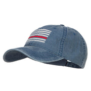 Thin Red Line Silver USA Flag Embroidered Washed Cap