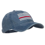 Thin Red Line Silver USA Flag Embroidered Washed Cap