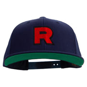 R Sign Embroidered Wool Blend Prostyle Snapback - Navy OSFM