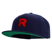 R Sign Embroidered Wool Blend Prostyle Snapback - Navy OSFM