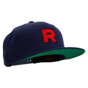 R Sign Embroidered Wool Blend Prostyle Snapback - Navy OSFM