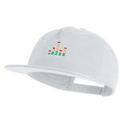 Sound Equalizer Embroidered 5 Panel Cotton High Profile Flat Bill Unstructured Cap - White OSFM