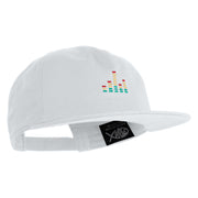 Sound Equalizer Embroidered 5 Panel Cotton High Profile Flat Bill Unstructured Cap - White OSFM