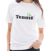 Tennis Ball and Rack Graphic Design Ring Spun Combed Cotton Short Sleeve Deluxe Jersey T-Shirt