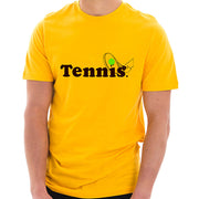 Tennis Ball and Rack Graphic Design Ring Spun Combed Cotton Short Sleeve Deluxe Jersey T-Shirt