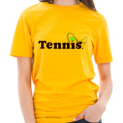 Tennis Ball and Rack Graphic Design Ring Spun Combed Cotton Short Sleeve Deluxe Jersey T-Shirt