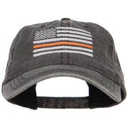 Thin Orange Line Silver USA Flag Embroidered Washed Cap