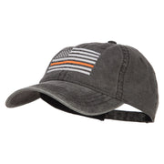 Thin Orange Line Silver USA Flag Embroidered Washed Cap