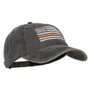 Thin Orange Line Silver USA Flag Embroidered Washed Cap