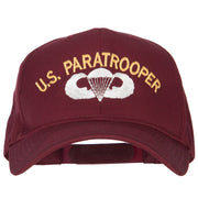 US Paratrooper Logo Embroidered Solid Cotton Pro Style Cap