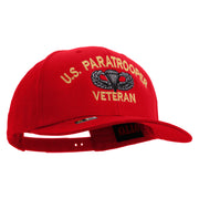 Licensed U.S Paratrooper Veteran Embroidered Solid Cotton Twill Pro Style Cap - Red OSFM