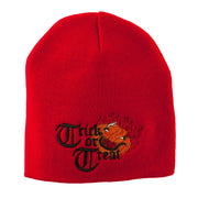 Trick or Treat Jack o Lantern Embroidered Short Beanie