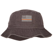 Thin Orange Line USA Flag Embroidered Bucket Hat